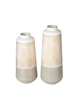 Glitzhome Modern Farmhouse - Modern Industrial Textured Table Vases, Set of 2 - Gold