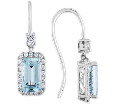 Aquamarine (1-5/8 ct. t.w.) & Diamond (1/3 ct. t.w.) Drop Earrings in 14k White Gold