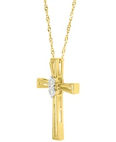 Diamond Accent Double Bar Cross Pendant Sterling Silver or 14k Gold-Plated