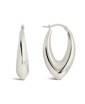 Sterling Forever V Drop Hoop Earrings