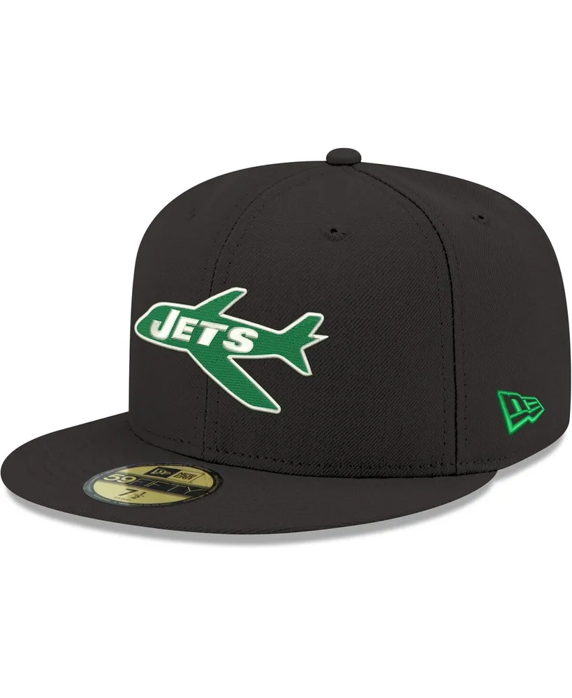 Men's Black New York Jets Omaha Throwback 59FIFTY Fitted Hat