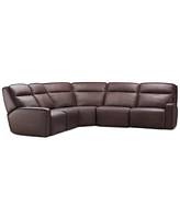 Closeout! Dextan Leather 5-Pc. Sectional with Power Recliners