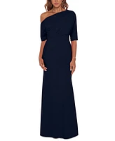 Betsy & Adam Off-the-Shoulder Scuba Gown