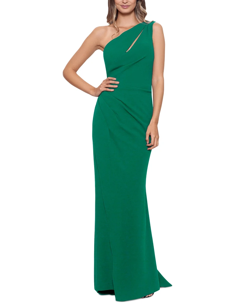 Betsy & Adam One-Shoulder Cutout Gown