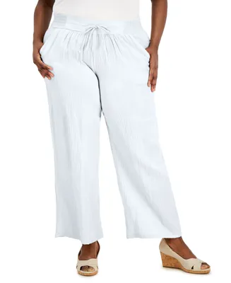 Jm Collection Plus Gauze Drawstring Pants, Created for Macy's