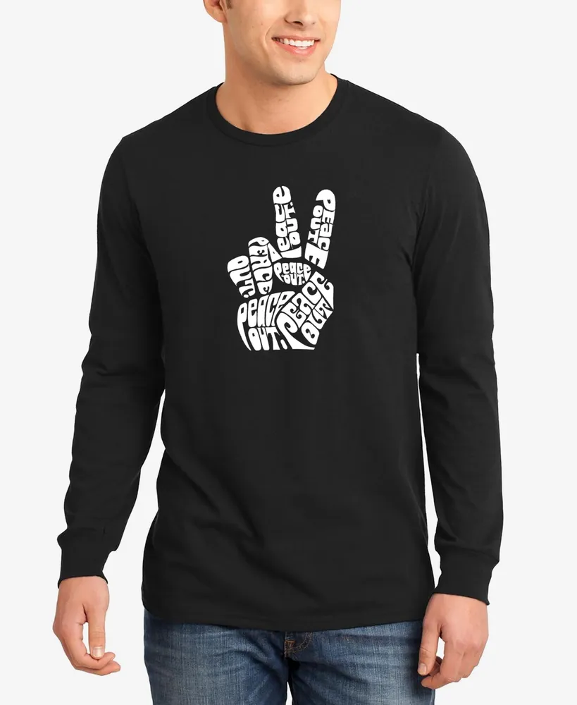 Men's Word Art Long Sleeve Peace Out T-shirt