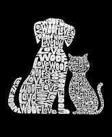 Men's Word Art Long Sleeve Dogs and Cats T-shirt