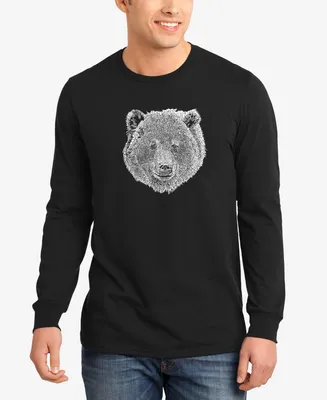 Men's Word Art Long Sleeve Bear Face T-shirt