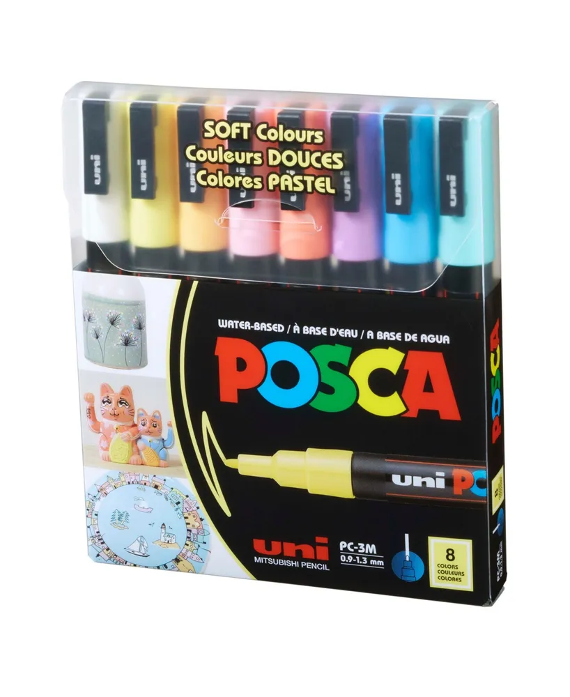 Posca 8-Color Paint Marker Set, Pc-3M Fine, Soft Colors