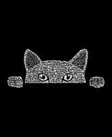 Women's Long Sleeve Word Art Peeking Cat T-shirt