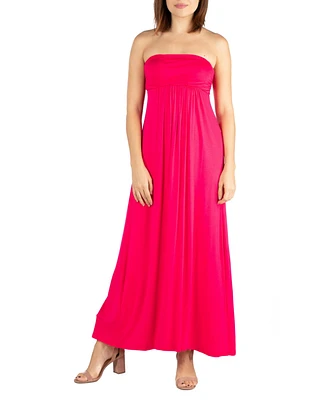 24seven Comfort Apparel Women's Strapless Empire Waist Maxi Dress