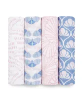 aden by aden + anais Baby Girls Deco Swaddle Blankets, Pack of 4