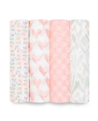 aden by aden + anais Baby Girls Printed Swaddle Blankets, Pack of 4