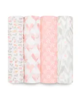 aden by aden + anais Baby Girls Printed Swaddle Blankets, Pack of 4