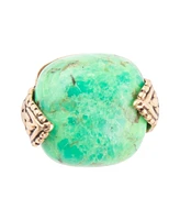 Barse Ornate Bronze and Genuine Lime Turquoise Rings