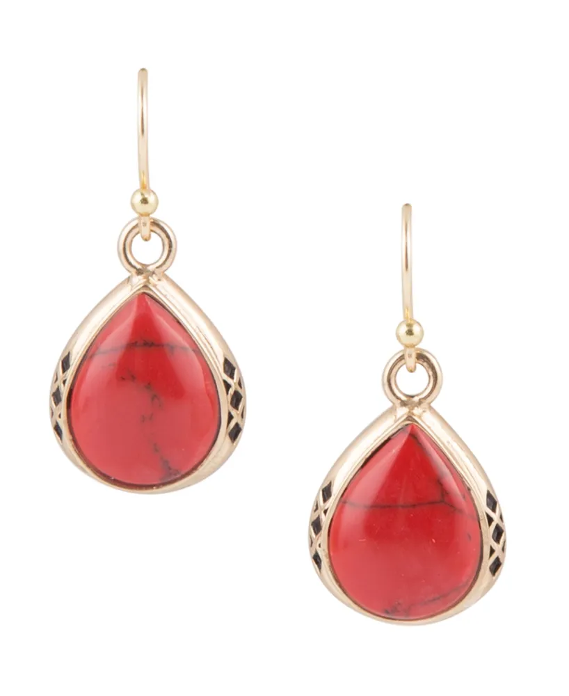 Barse Wildfire Bronze and Genuine Red Howlite Drop Earrings