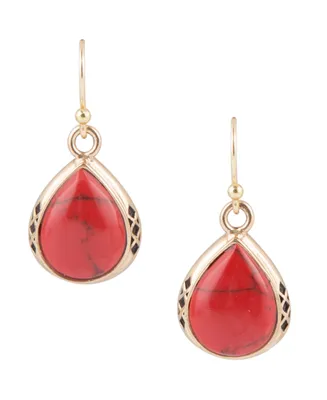 Barse Wildfire Bronze and Genuine Red Howlite Drop Earrings