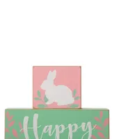 Glitzhome 9.5"L Wooden Easter Block Table Decor