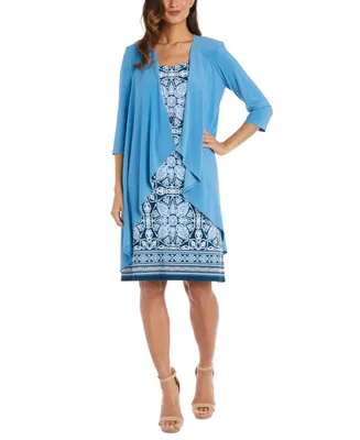 R & M Richards Women's 2-Pc. Draped Jacket & Printed Dress