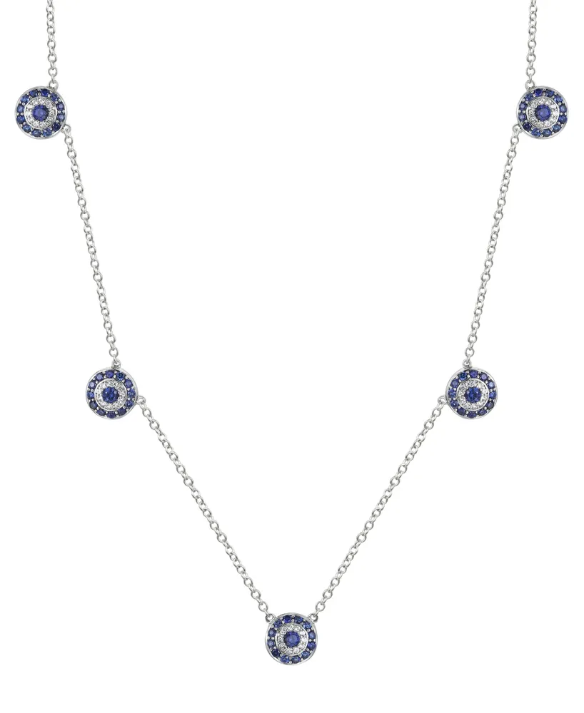 Lab-Grown Sapphire (1-1/10 ct. t.w.) & Lab-Grown White Sapphire (1/6 ct. t.w.) 17" Collar Necklace in Sterling Silver