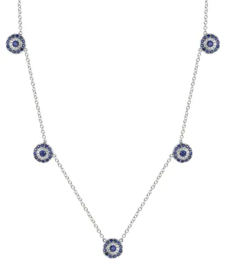 Lab-Grown Sapphire (1-1/10 ct. t.w.) & Lab-Grown White Sapphire (1/6 ct. t.w.) 17" Collar Necklace in Sterling Silver