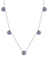 Lab-Grown Sapphire (1-1/10 ct. t.w.) & Lab-Grown White Sapphire (1/6 ct. t.w.) 17" Collar Necklace in Sterling Silver