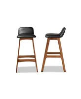 Darrin Mid-Century Modern Wood Bar Stool Set, 2 Piece