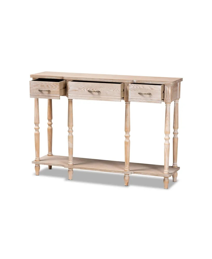 Hallan Classic and Traditional French Provincial Wood 3-Drawer Console Table