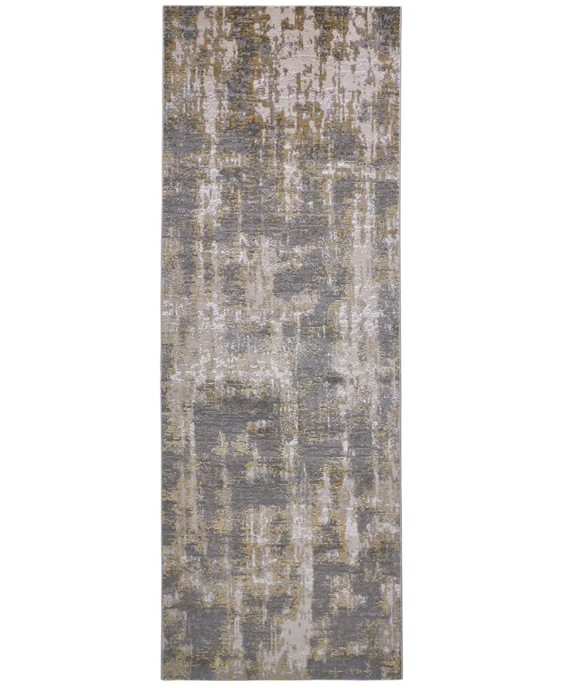 Feizy Waldor R3969 2'10" x 7'10" Runner Area Rug - Gray, Gold