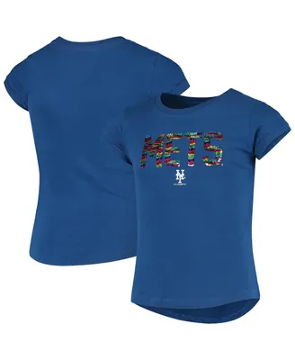 Big Girls New Era Royal New York Mets Flip Sequin T-shirt