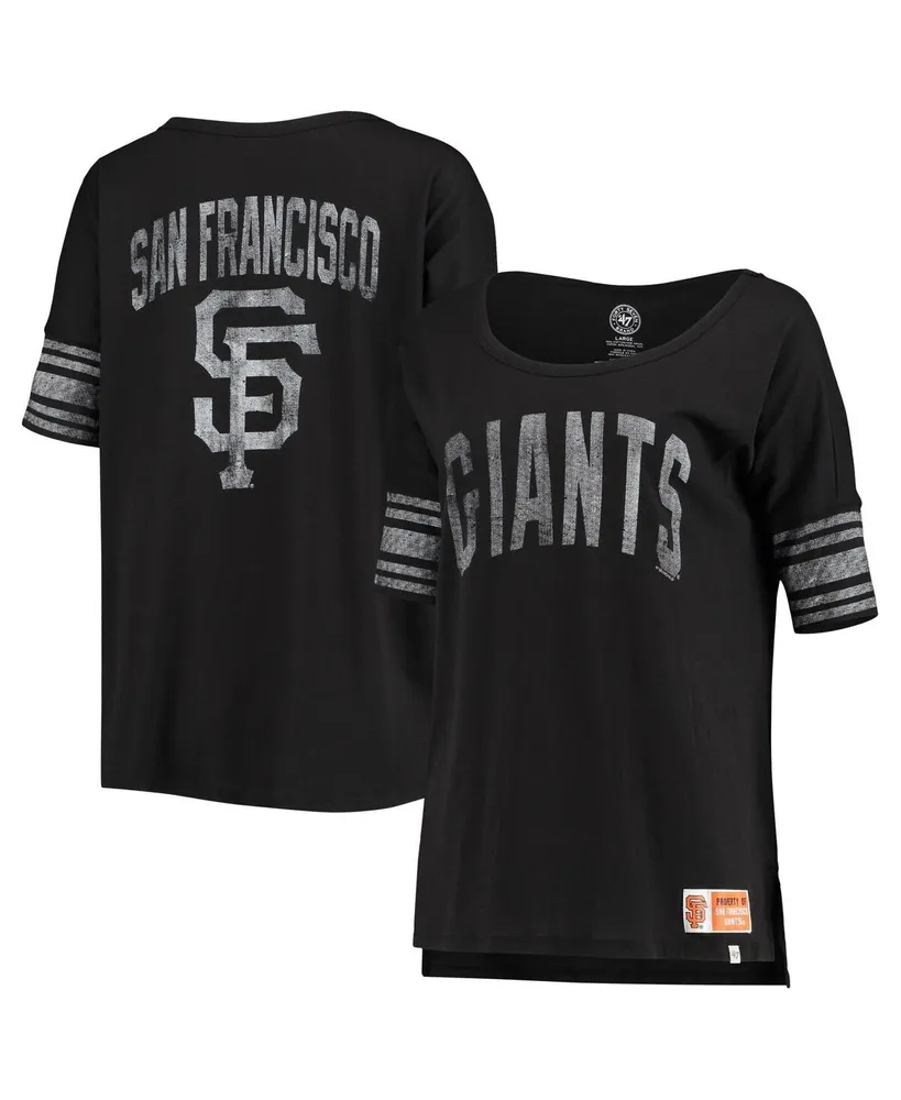 47 Women's '47 Black San Francisco Giants Gamma Notch Neck Long Sleeve T- Shirt