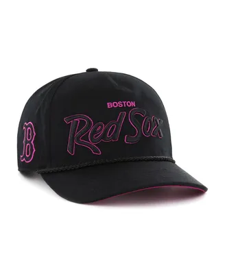 Men's '47 Brand Black Boston Red Sox Hitch Orchid Undervisor Snapback Hat
