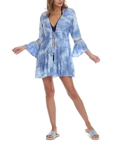 Raviya Women's Tie-Dyed Bell-Sleeve Cover-Up