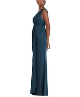 Dessy Collection Women's One-Shoulder Draped Twist Empire Waist Trumpet Gown