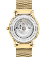 Movado Unisex Swiss Automatic Museum Classic Gold Pvd Mesh Bracelet Watch 40mm