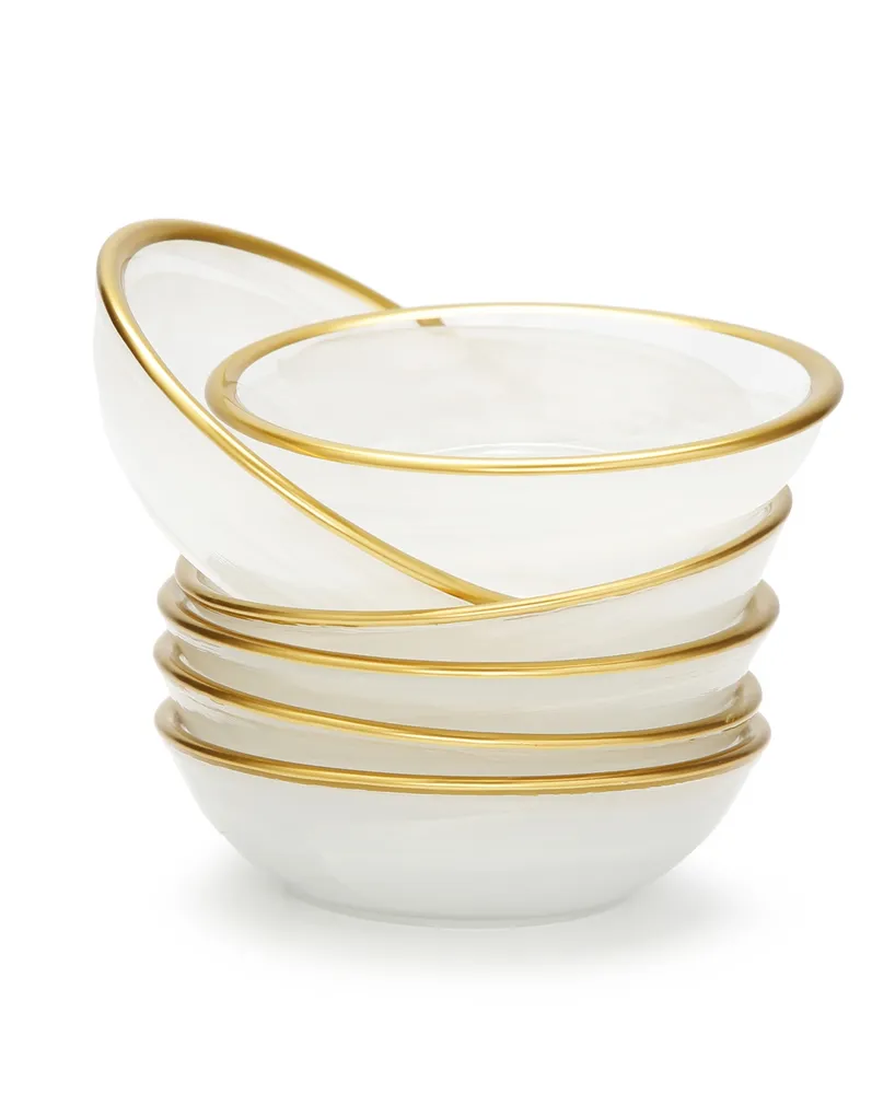 Alabaster Dip Bowls with Rim, Set of 6 - Gold