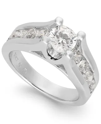 Diamond Channel-Set Engagement Ring (2 ct. t.w.) in 14k White Gold
