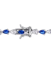 Lab-Grown Blue Sapphire (5-1/4 ct. t.w.) & Lab-Grown White Sapphire (5-1/4 ct. t.w.) Link Bracelet in Sterling Silver