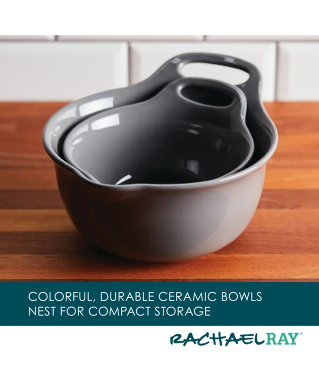 Rachael Ray 2-Piece Ceramic Mixing Bowl Set, Teal