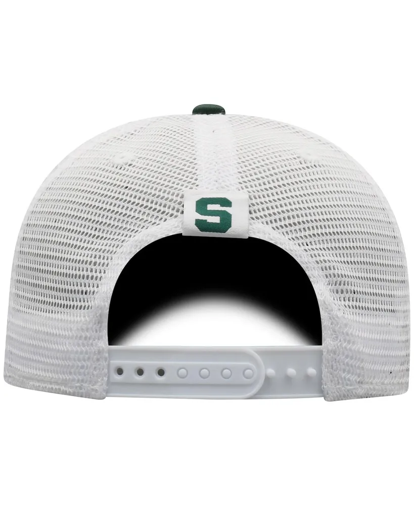 Men's Top of the World Green, White Michigan State Spartans Trucker Snapback Hat