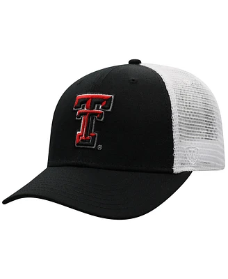 Men's Top of the World Black, White Texas Tech Red Raiders Trucker Snapback Hat