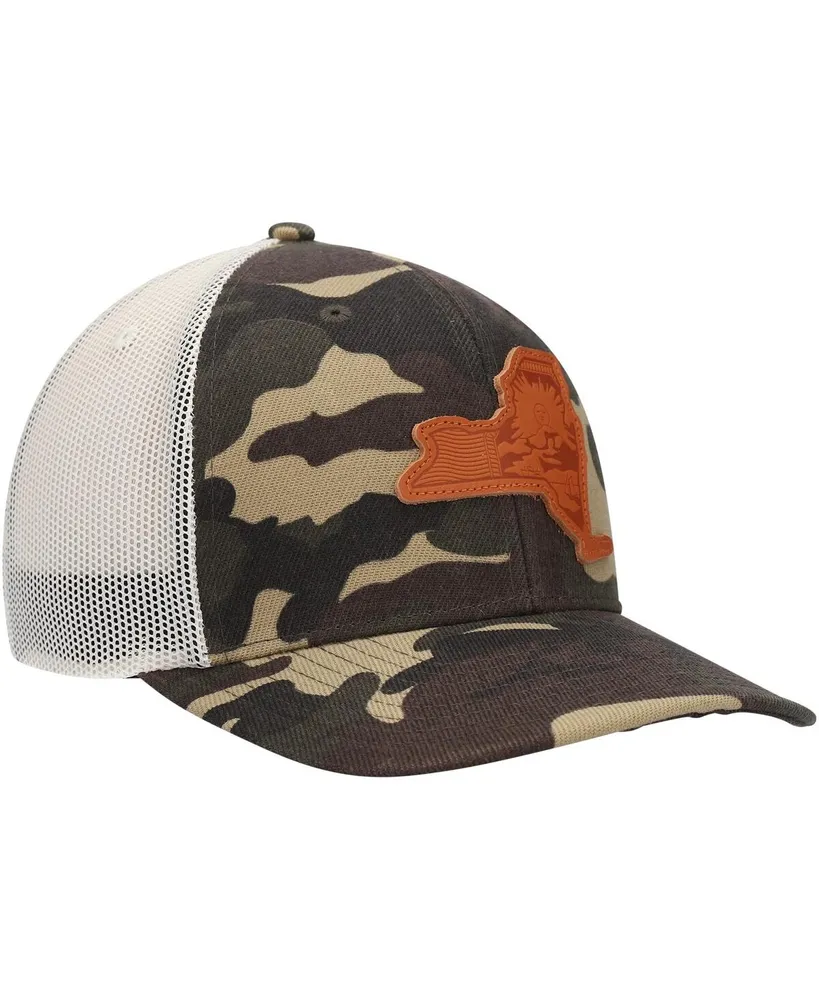 Men's Local Crowns Camo New York Icon Woodland State Patch Trucker Snapback Hat