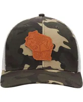 Men's Local Crowns Camo Wisconsin Icon Woodland State Patch Trucker Snapback Hat