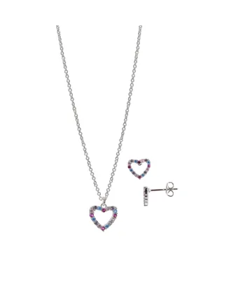Fao Schwarzand Stone Heart Pendant Necklace and Earring Set