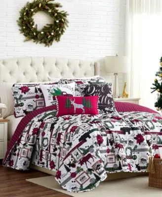 Merry Town Christmas Oversized Reversible 6 Piece Quilt Set Collection