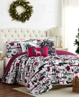 Merry Town Christmas Oversized Reversible 6 Piece Quilt Set Collection