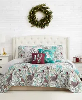 Christmas Woodland Oversized Reversible 6 Piece Quilt Set, Full/Queen