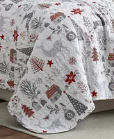 Holly Jolly Lane Oversized Reversible 6 Piece Quilt Set, Twin/Twin Xl