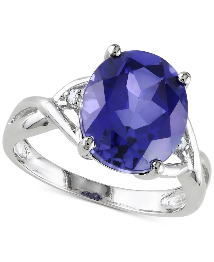 Lab-Grown Sapphire (7-1/2 ct. t.w.) & Diamond Accent Statement Ring Sterling Silver