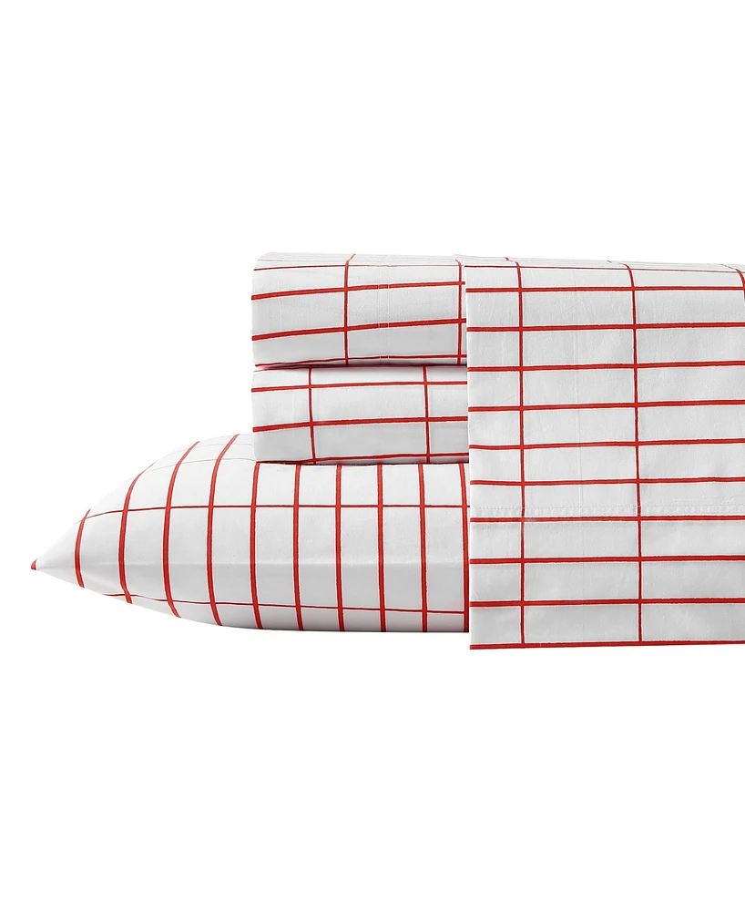 Marimekko Pieni Tiiliskivi Cotton Percale 4 Piece Sheet Set